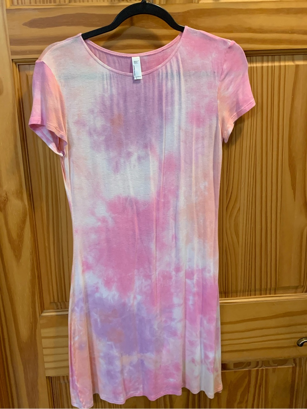 American Apparel Pink Tie-Dye Scoop Neck Tee